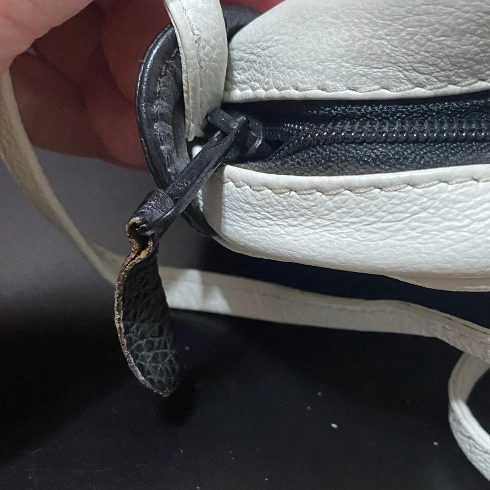 Vintage Black and White Women's leather Crossbody Bag